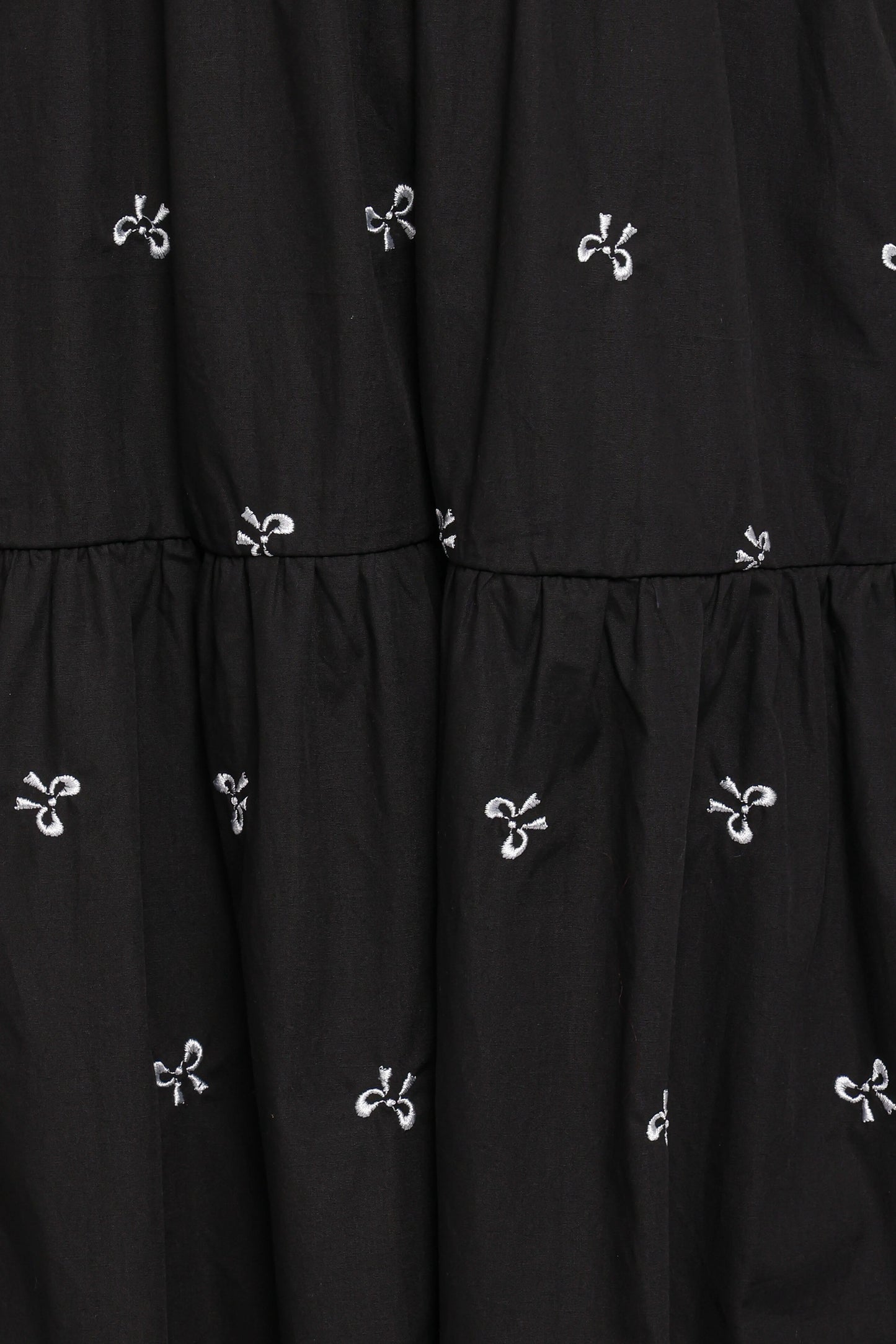 Naura Shirred Tiered Midi Dress - Black Bow