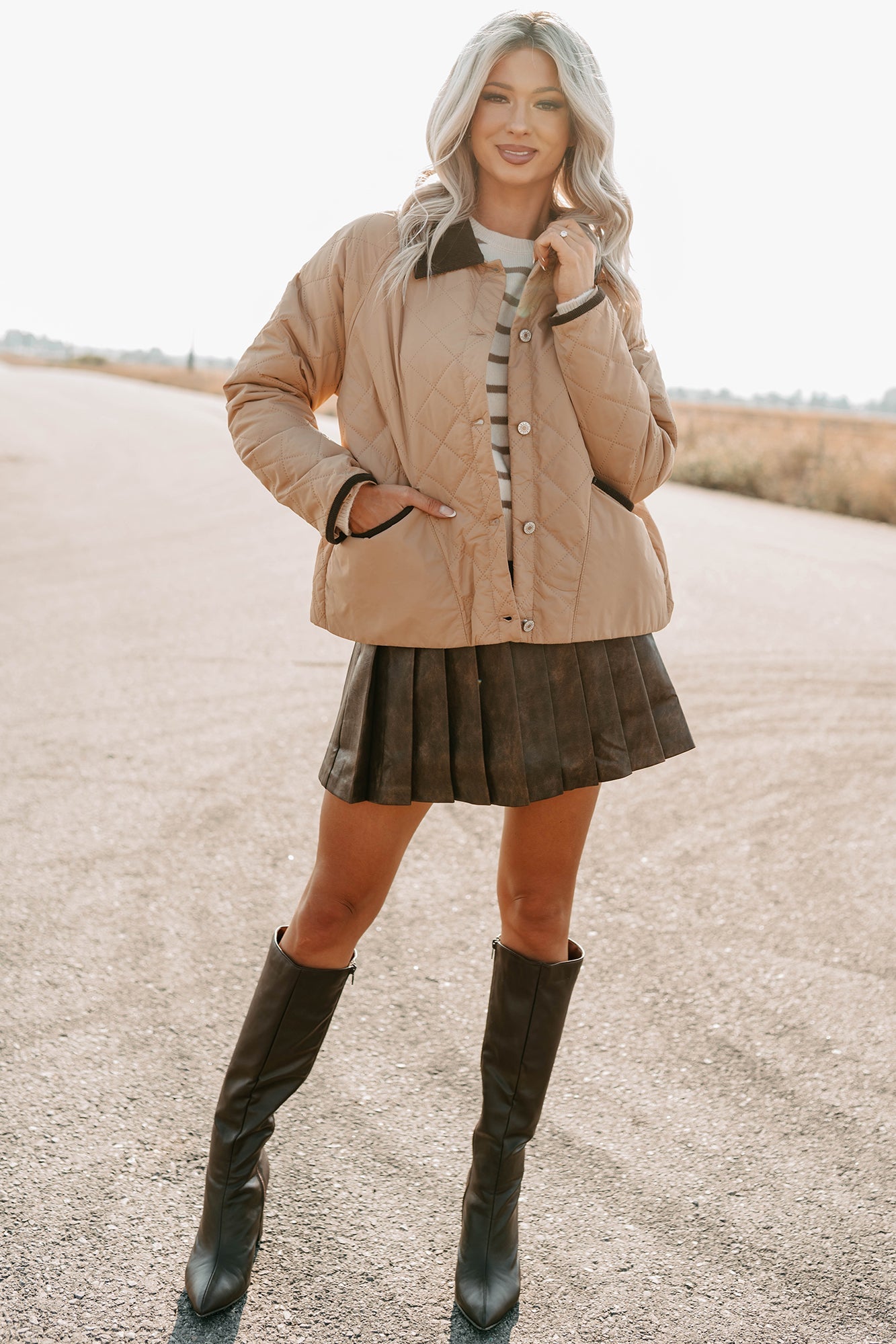 Up & Coming Quilted Barn Jacket (Camel)