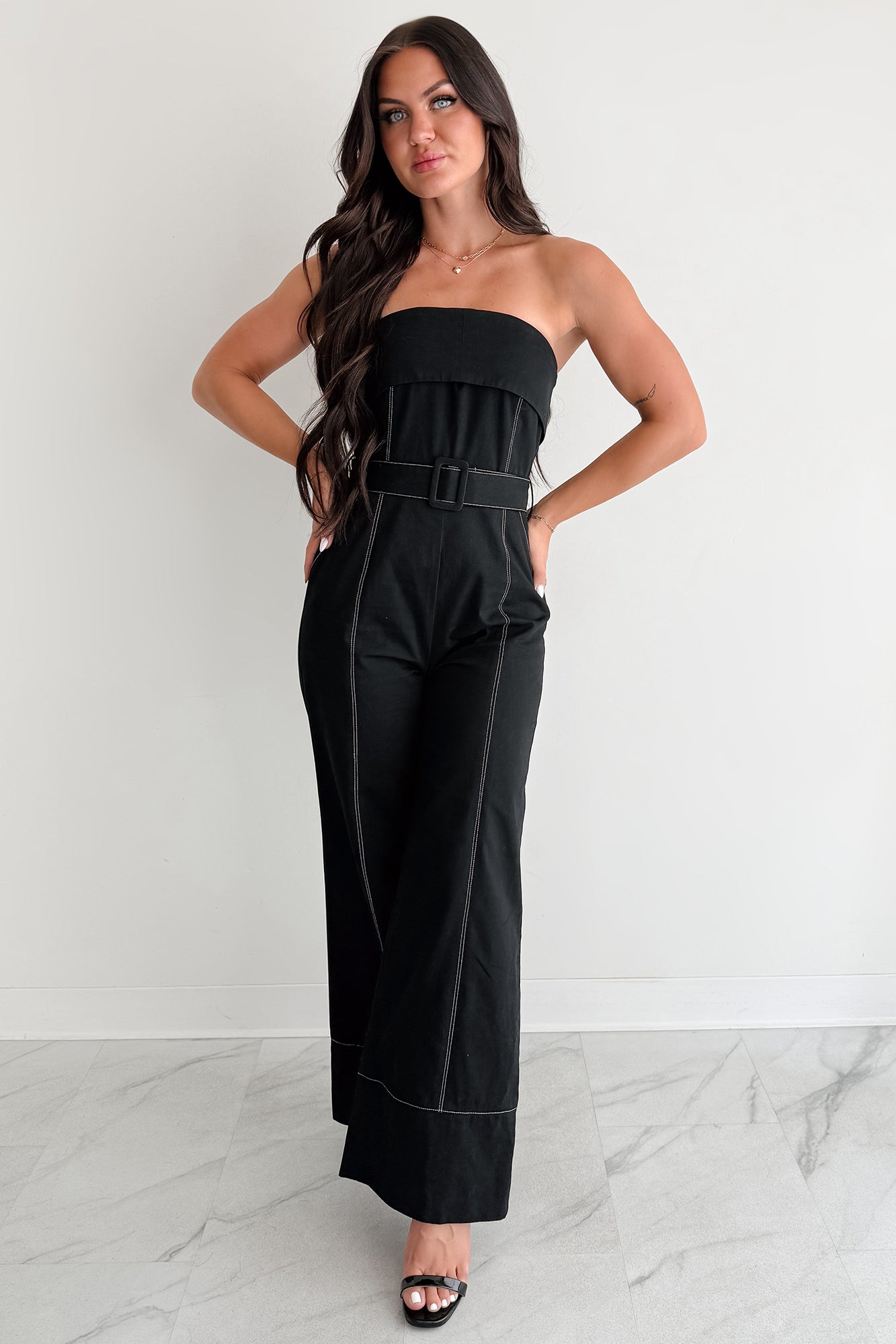 Taste Maker Strapless Wide Leg Jumpsuit (Black)